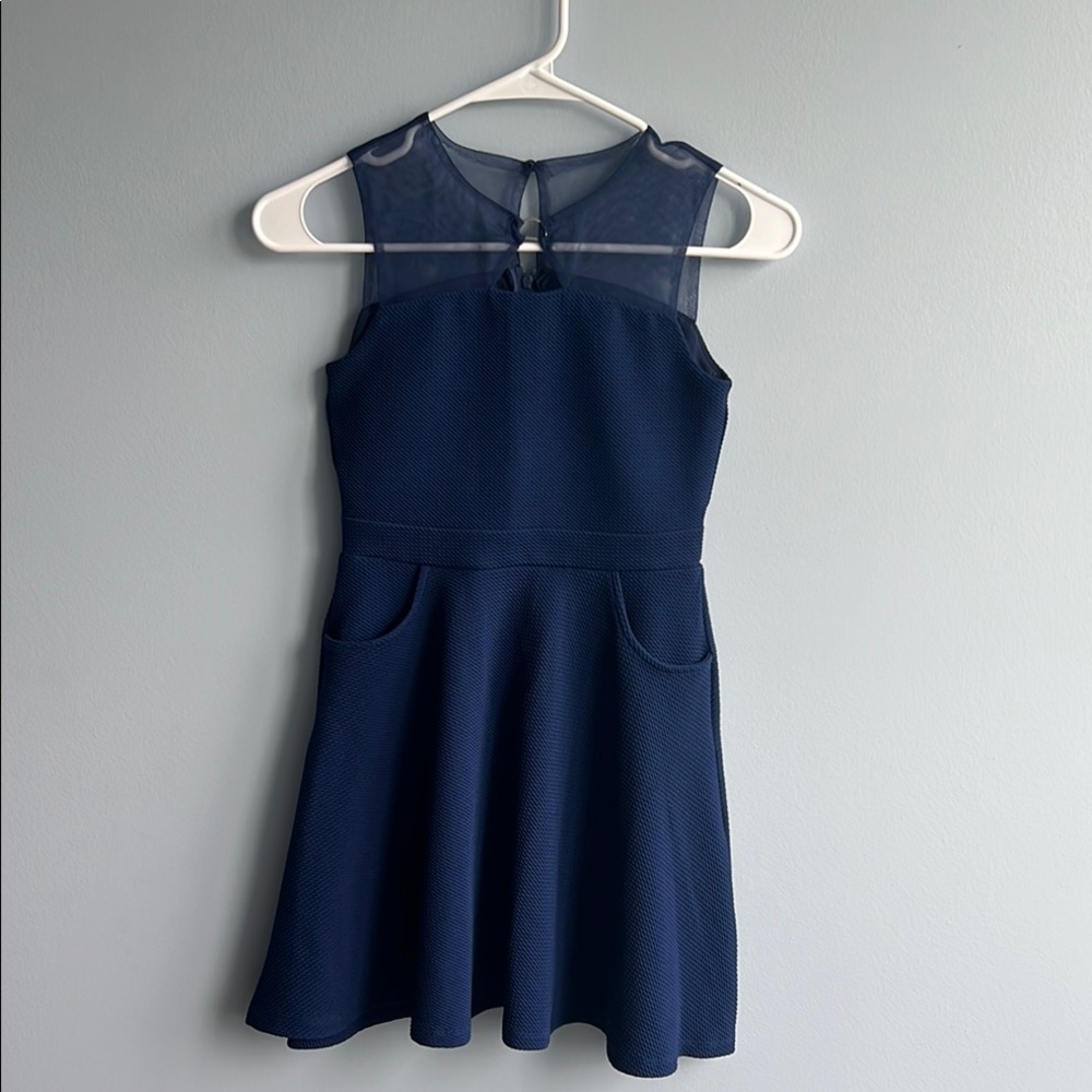 Us Angels Blue Fit and Flare Halter Dress